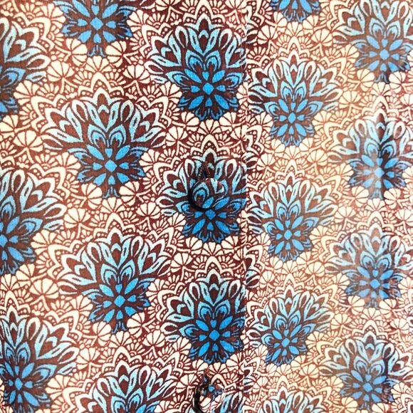 Cabi Shirt Womens Small Blue Red Sleeveless Sheer Blouse Mandarin Collar Fan - Picture 4 of 11